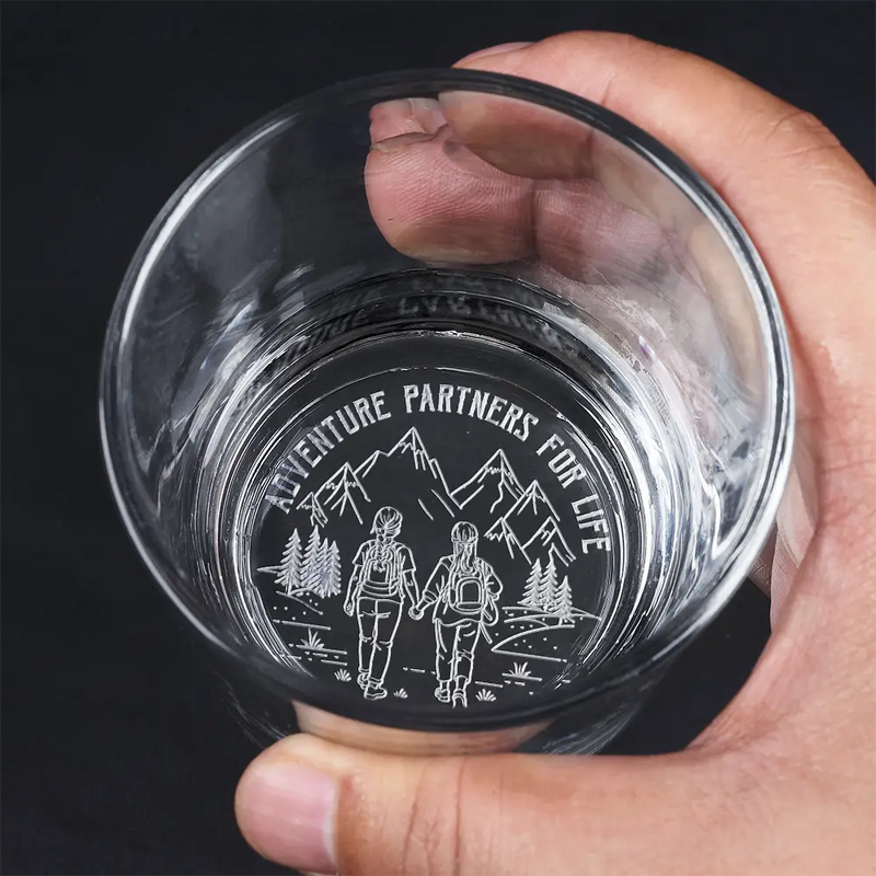 Gift For Couples,Gift For Husband,Old Couples,Gift For Wife,Gift For Boyfriend,Gift For Girlfriend,LGBT,Love - Adventure Partners For Life - Personalized Engraved Whiskey Glass