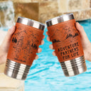 Gift For Couples,Old Couples,Gift For Husband,Gift For Wife,Gift For Boyfriend,Gift For Girlfriend,Happy - Adventure Partners For Life - Personalized Leather Tumbler