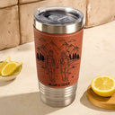 Gift For Couples,Old Couples,Gift For Husband,Gift For Wife,Gift For Boyfriend,Gift For Girlfriend,Happy - Adventure Partners For Life - Personalized Leather Tumbler