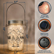 Gift For Couples, Old Couples, Gift For Husband, Gift For Wife, Gift For Boyfriend, Gift For Girlfriend, Happy - Adventure Partners For Life - Personalized Mason Jar Light