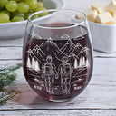 Gift For Couples,Old Couples,Gift For Husband,Gift For Wife,Gift For Boyfriend,Gift For Girlfriend,Happy - Adventure Partners For Life - Personalized Stemless Wine Glass