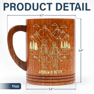 Gift For Couples,Old Couples,Gift For Husband,Gift For Wife,Gift For Boyfriend,Gift For Girlfriend,Happy - Adventure Partners For Life - Personalized Wooden Mug