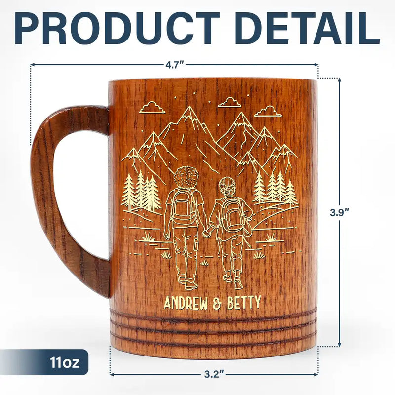Gift For Couples,Old Couples,Gift For Husband,Gift For Wife,Gift For Boyfriend,Gift For Girlfriend,Happy - Adventure Partners For Life - Personalized Wooden Mug