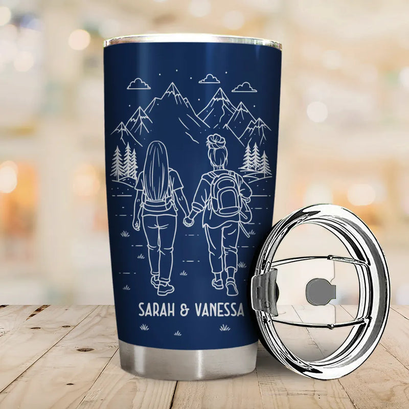 Gift For Couples,Gift For Husband,Old Couples,Gift For Wife,Gift For Boyfriend,Gift For Girlfriend,LGBT,Love - Adventure Partners For Life Couple Line Art - Personalized Tumbler