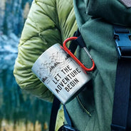 Happy,Camping,Campsite,Gift For Yourself,Gift For Women,Gift For Men - Adventure Partners For Life SKetch - Personalized Carabiner Mug