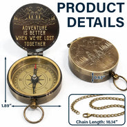 Camping,Campsite,Happy,Gift For Couples,Gift For Husband,Gift For Wife,Gift For Boyfriend,Gift For Girlfriend - Adventure Partners For Life Sketch - Personalized Engraved Brass Compass