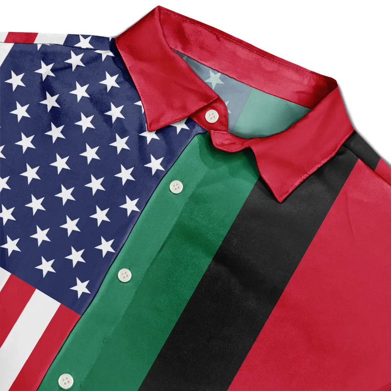No Custom,America 250th,Independence Day - Afro American Flag 1776 Eagle America 250th - Hawaiian Shirt