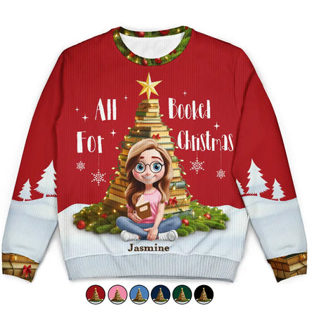 All Booked For Christmas - Personalized Unisex Ugly Sweater