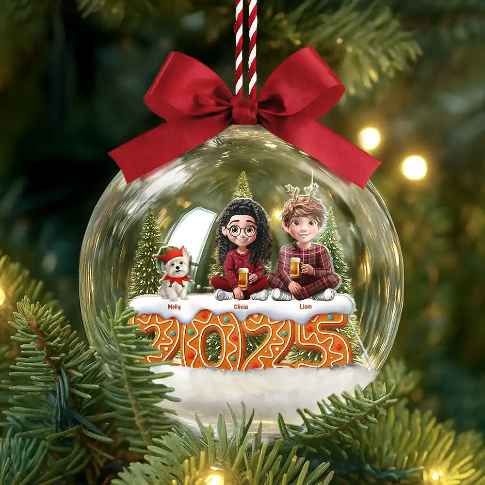 Christmas, Family, Love - All Family 3D Effect - Personalized 3D Acrylic Ball Ornament