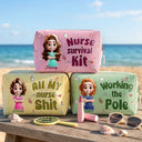 Summer,Nurse,Humorous,Vector - All My Nurse Sh*t Custom Name - Personalized Striped Cosmetic Bag
