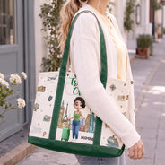 Travel,Gift For Yourself,Gift For Women,Vector,Happy - All My Travel Crap - Personalized Fabric Tote Bag
