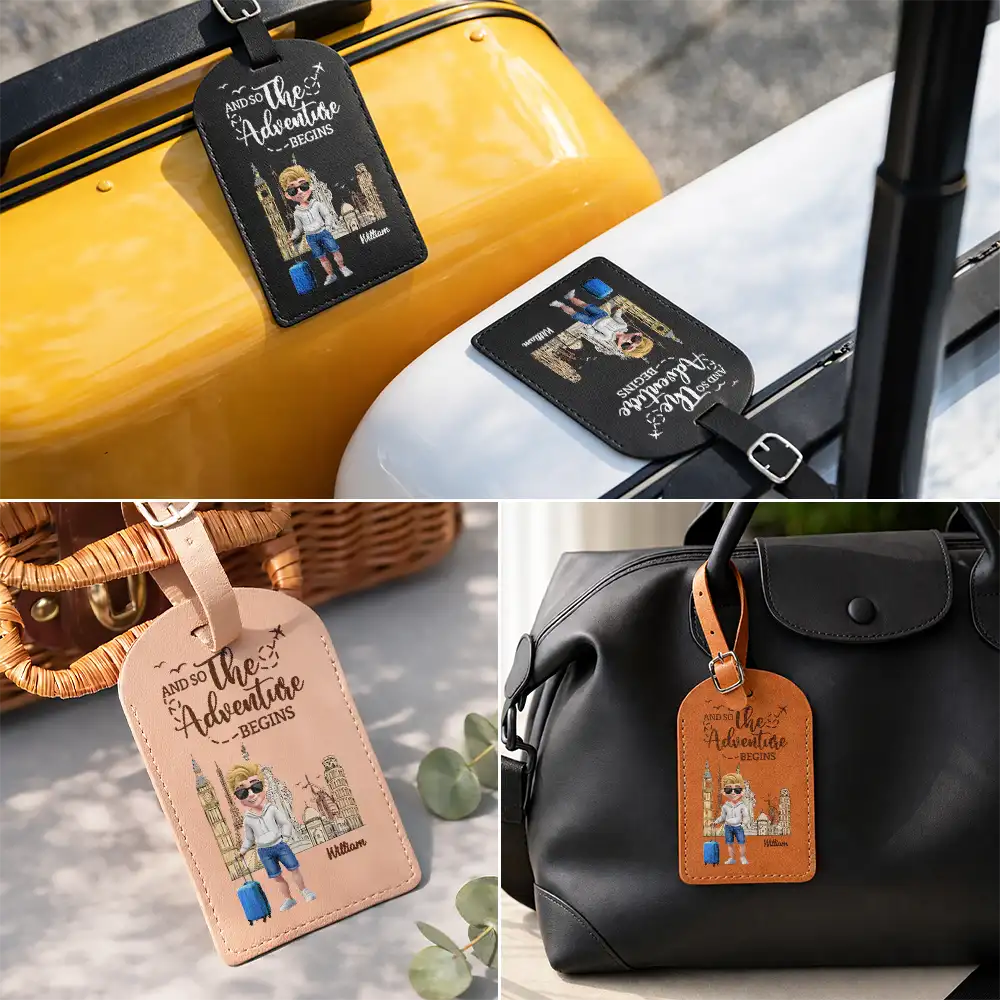 Travel,Gift For Yourself,Gift For Women,Funny - All My Travel Crap - Personalized Leather Luggage Tag