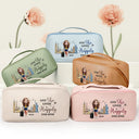 Travel,Gift For Yourself,Gift For Women,Happy - All My Travel Crap - Personalized Leather Makeup Bag