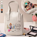 Travel, Gift For Yourself, Gift For Women, Happy - All My Travel Crap - Personalized Leather Makeup Bag With Handle