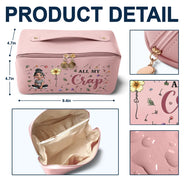 Travel, Gift For Women, Gift For Yourself, Happy - All My Travel Cruise Crap Here Birth Month Flower - Personalized Leather Makeup Bag