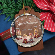 Gift For Bestie, Happy, Christmas - Always Besties 3D Effect - Personalized Circle Glass Ornament