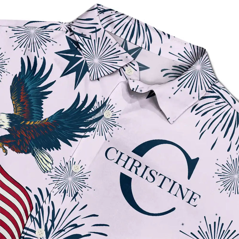 America 250th,Independence Day,Gift For Men,Happy - America 250 Anniversary Eagle USA Flag Custom Name - Personalized Hawaiian Shirt