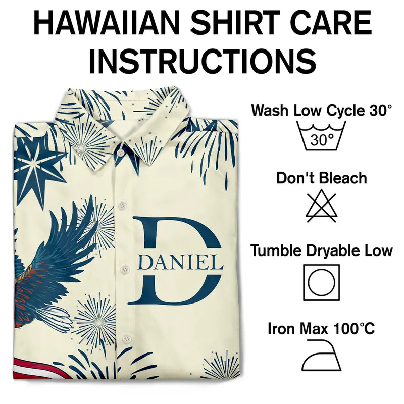 America 250th,Independence Day,Gift For Men,Happy - America 250 Anniversary Eagle USA Flag Custom Name - Personalized Hawaiian Shirt