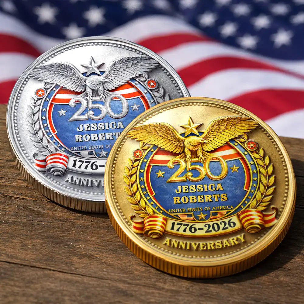 America 250th,Independence Day - America 250 Anniversary Family Name - Personalized Commemorative Keepsake Coin