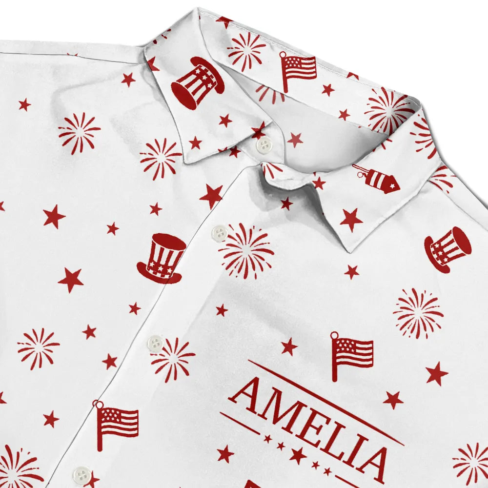 America 250th,Independence Day,Summer,Family,Proud,Custom Text - America 250 Freedom Feels Like Summer - Personalized Hawaiian Shirt