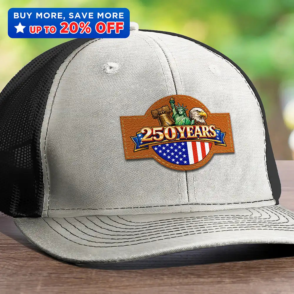 America 250 Years Anniversary USA Symbols - Leather Patch Hat