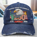 America 250th,Independence Day,Gift For Yourself,Proud,Custom Text - America 250th Anniversary - Personalized Embroidered Distressed Cap