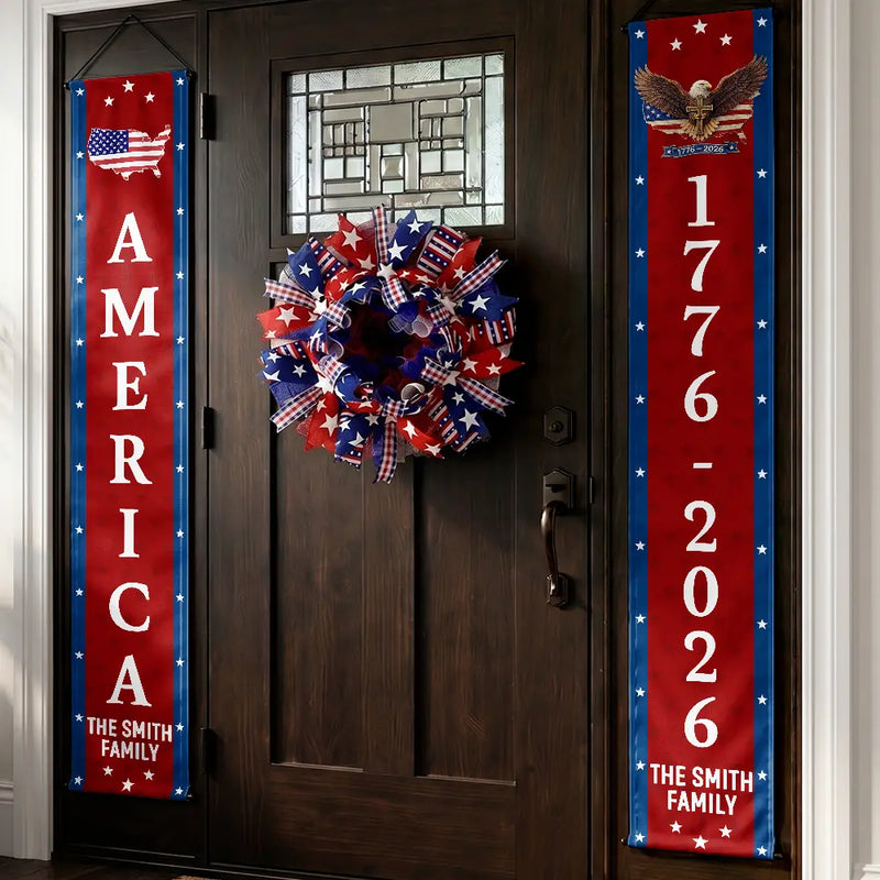America 250th,Independence Day,Top Market,Family,Proud,Icon - America 250th Anniversary - Personalized Porch Banners