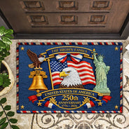 Family, Parents, Gift For Grandparents, Happy - America 250th Anniversary Family - Personalized Doormat