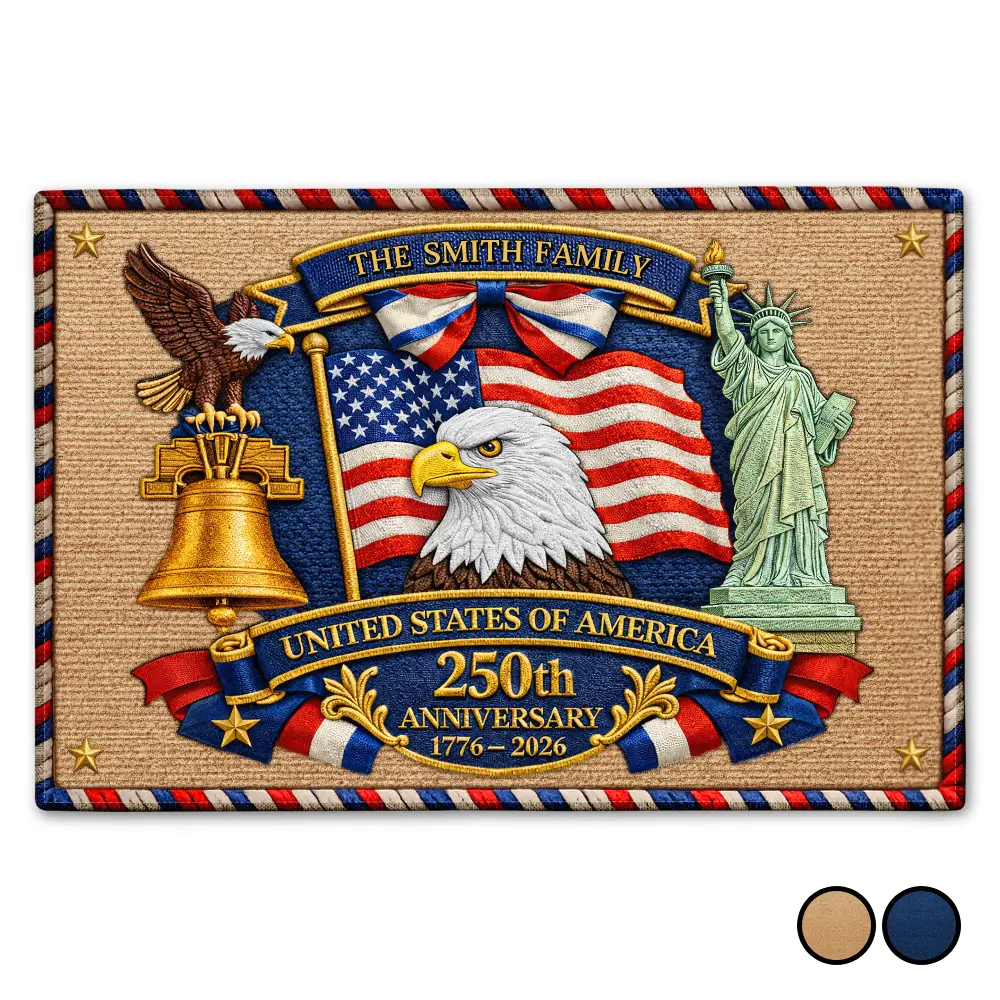 Family, Parents, Gift For Grandparents, Happy - America 250th Anniversary Family - Personalized Doormat