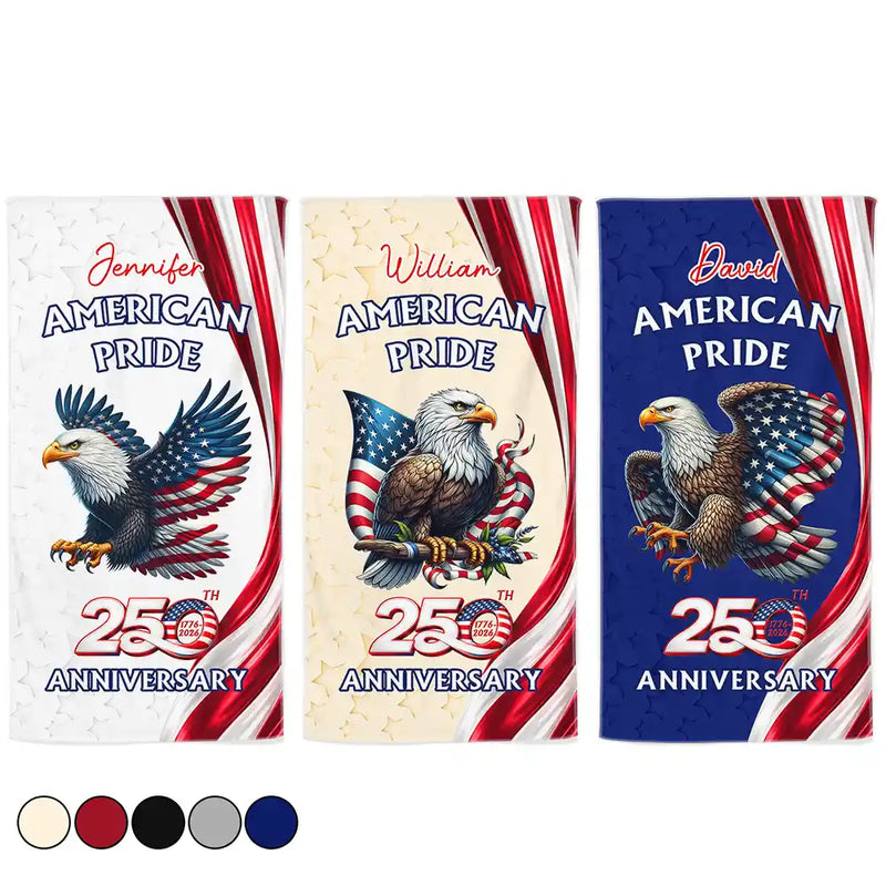 America 250th,Independence Day,Gift For Yourself,Proud,Icon - America 250th Anniversary US Pride Patriotic Eagle - Personalized Beach Towel