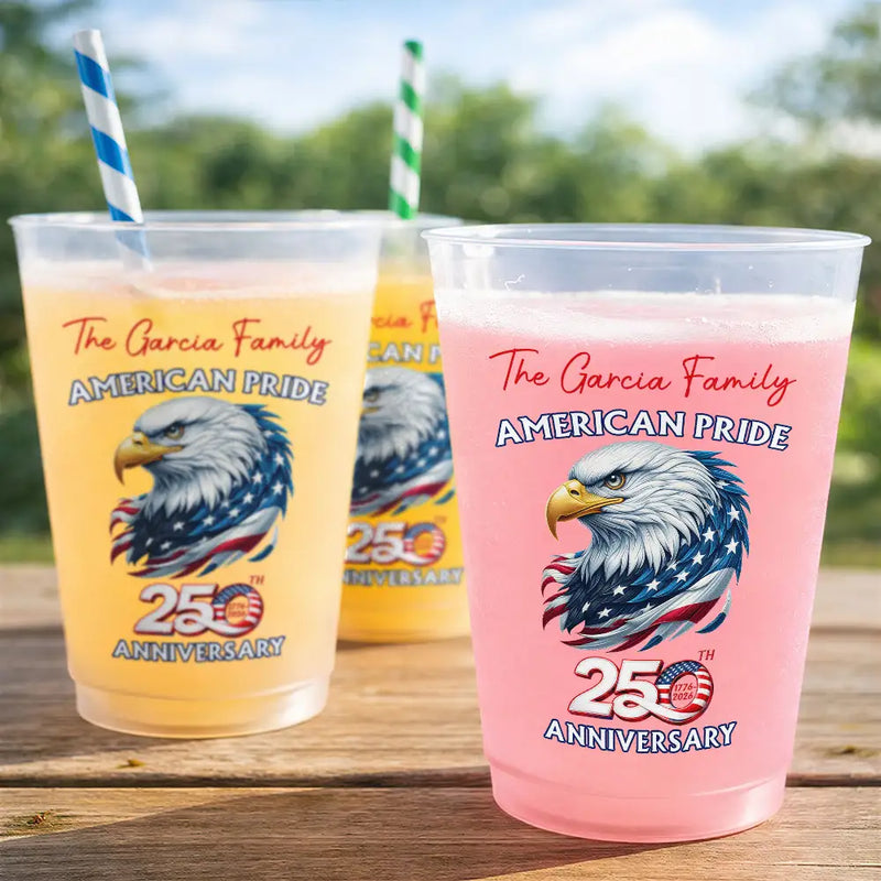 Independence Day,America 250th,Icon,Proud - America 250th Anniversary US Proud Patriotic Eagle - Personalized Frosted Cups