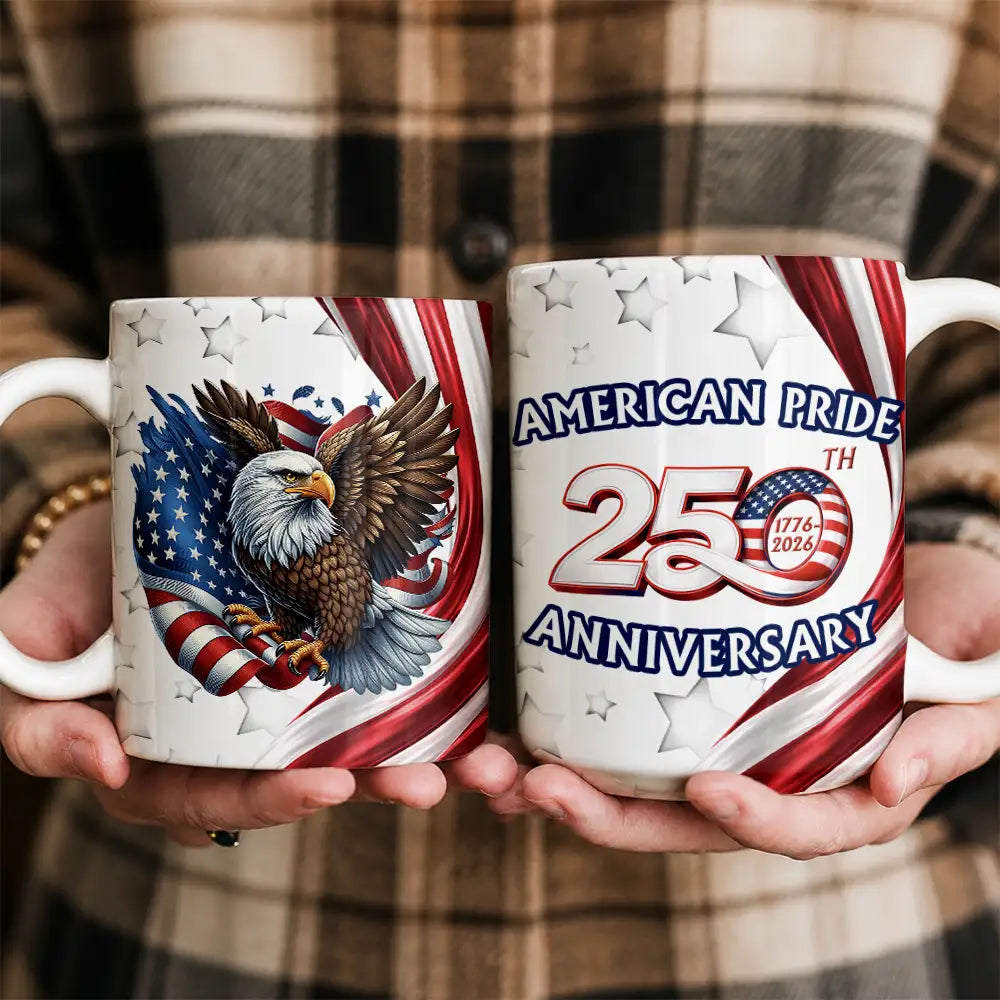 Independence Day,America 250th,Gift For Men,Icon,Proud - America 250th Anniversary US Pride Patriotic Eagle - Personalized Mug