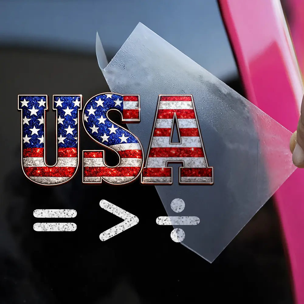 America 250th, Independence Day - America Waving Flag Faux Glitter Equal Better Than Divide - Personalized Decor Decal