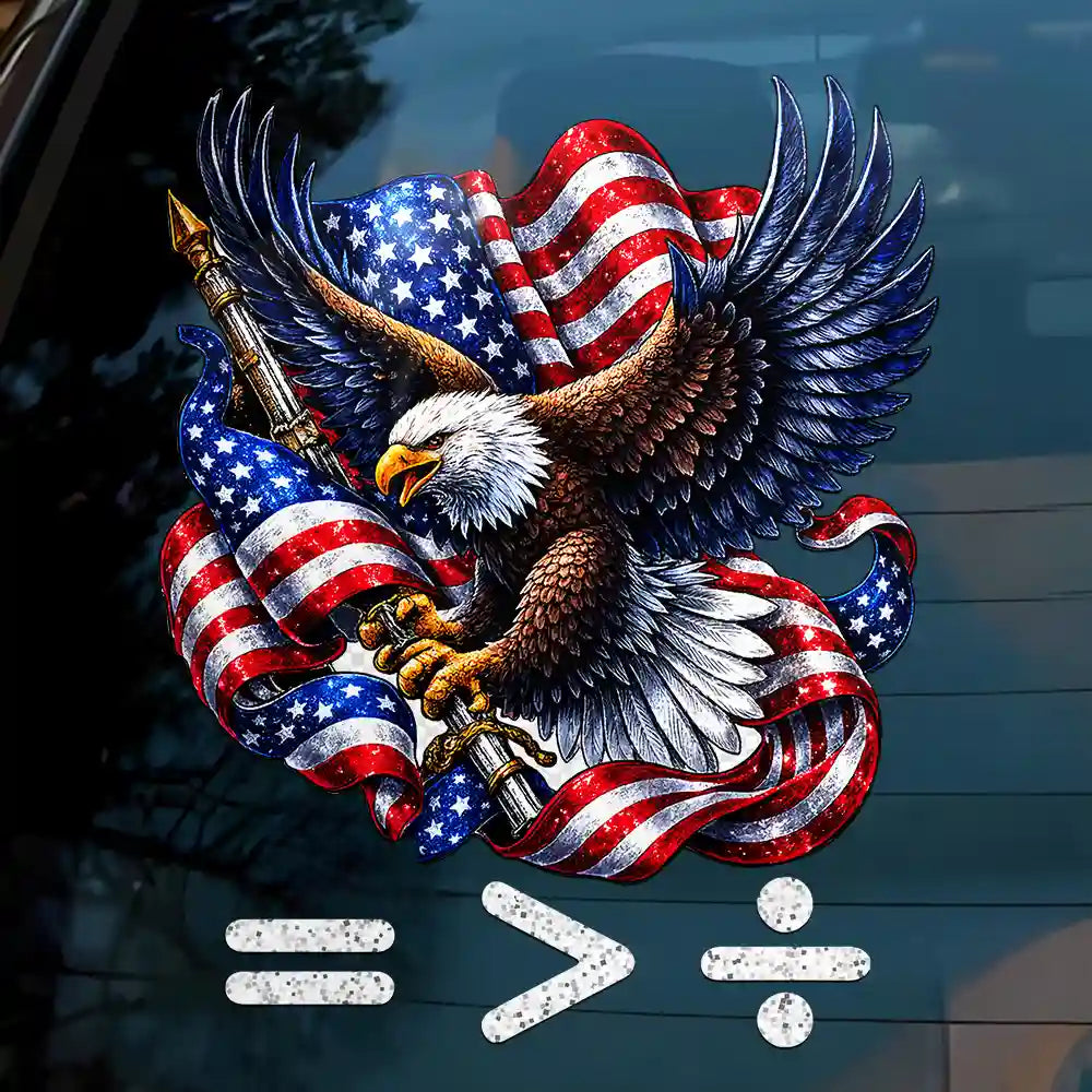 America 250th, Independence Day - America Waving Flag Faux Glitter Equal Better Than Divide - Personalized Decor Decal