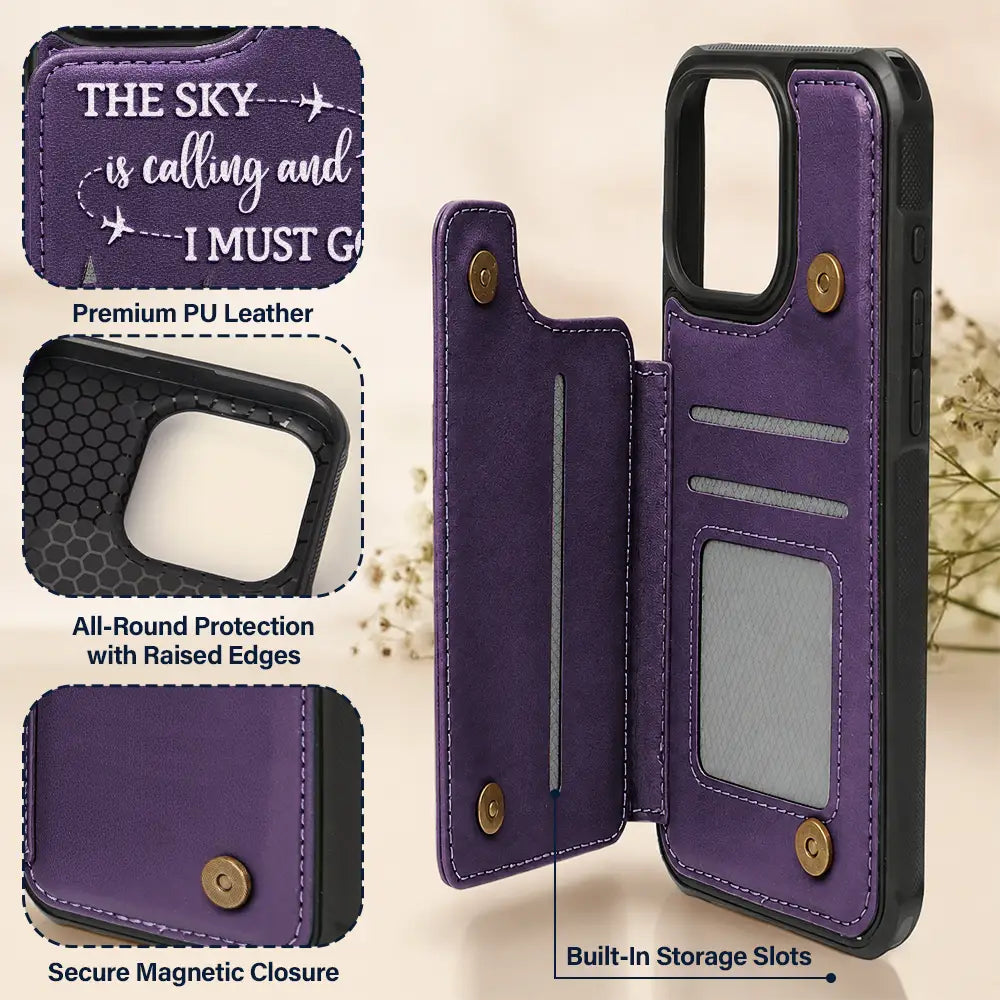 Gift For Yourself, Gift For Women, Gift For Men, Travel, Happy - And So The Adventure Begins - Personalized Leather Flip Wallet Phone Case