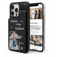 Gift For Yourself, Gift For Women, Gift For Men, Travel, Happy - And So The Adventure Begins - Personalized Leather Flip Wallet Phone Case