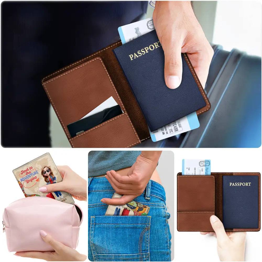 Travel,Gift For Yourself,Gift For Women,Gift For Men,Happy - And So The Adventure Begins 3D Effect - Personalized Passport Cover, Passport Holder