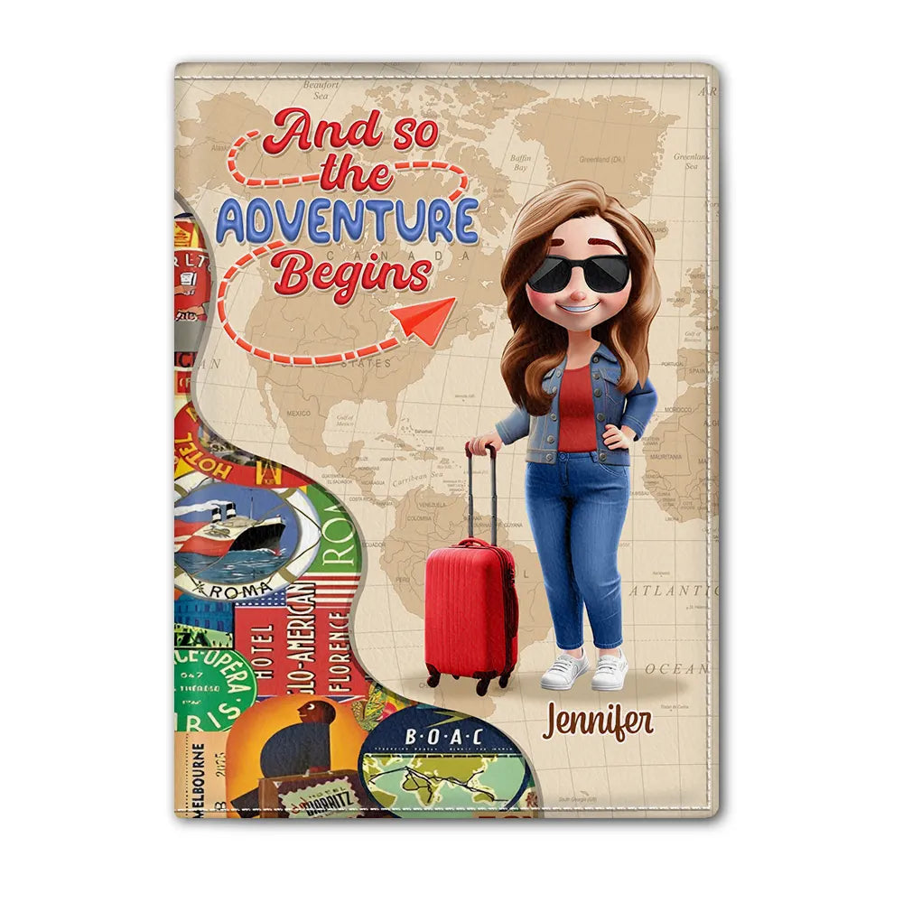And So The Adventure Begins 3D Effect - Personalized Passport Cover, Passport Holder