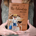 Gift For Yourself,Gift For Women,Gift For Men,Travel,Happy - And So The Adventure Begins Travel Woman Man - Personalized Leather Journal