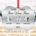Parents,Pet Couple,Family,Happy,Christmas - And Then There Were Four Couple With Kids Pets - Personalized Metal Ornament