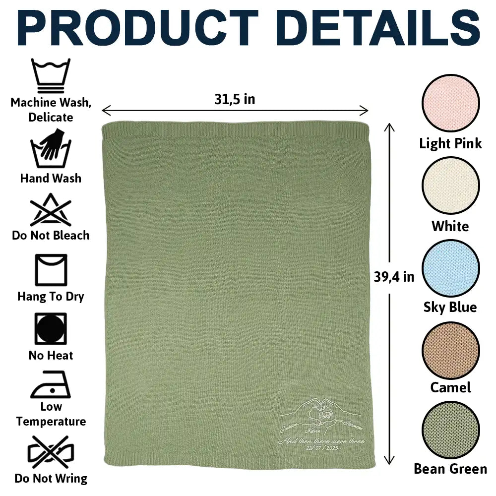 New Dad,New baby,New Mom,Love - And Then There Were Four New Baby - Personalized Embroidered Knitted Baby Blanket