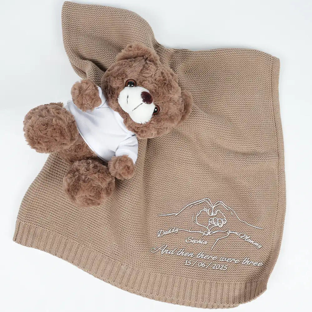 New Dad,New baby,New Mom,Love - And Then There Were Four New Baby - Personalized Embroidered Knitted Baby Blanket