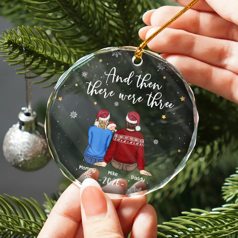 And Then There Were Four New Baby Dog Cat - Personalized Circle Glass Ornament