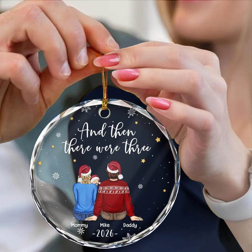 And Then There Were Four New Baby Dog Cat - Personalized Circle Glass Ornament