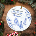 Cat Lovers,Cat Mom,Cat Dad,Cat Couple,Gift For Women,Gift For Men,Memorial,Sad,Christmas - Angels Have Whiskers Chinoiserie Toile Cat - Personalized Circle Ceramic Ornament