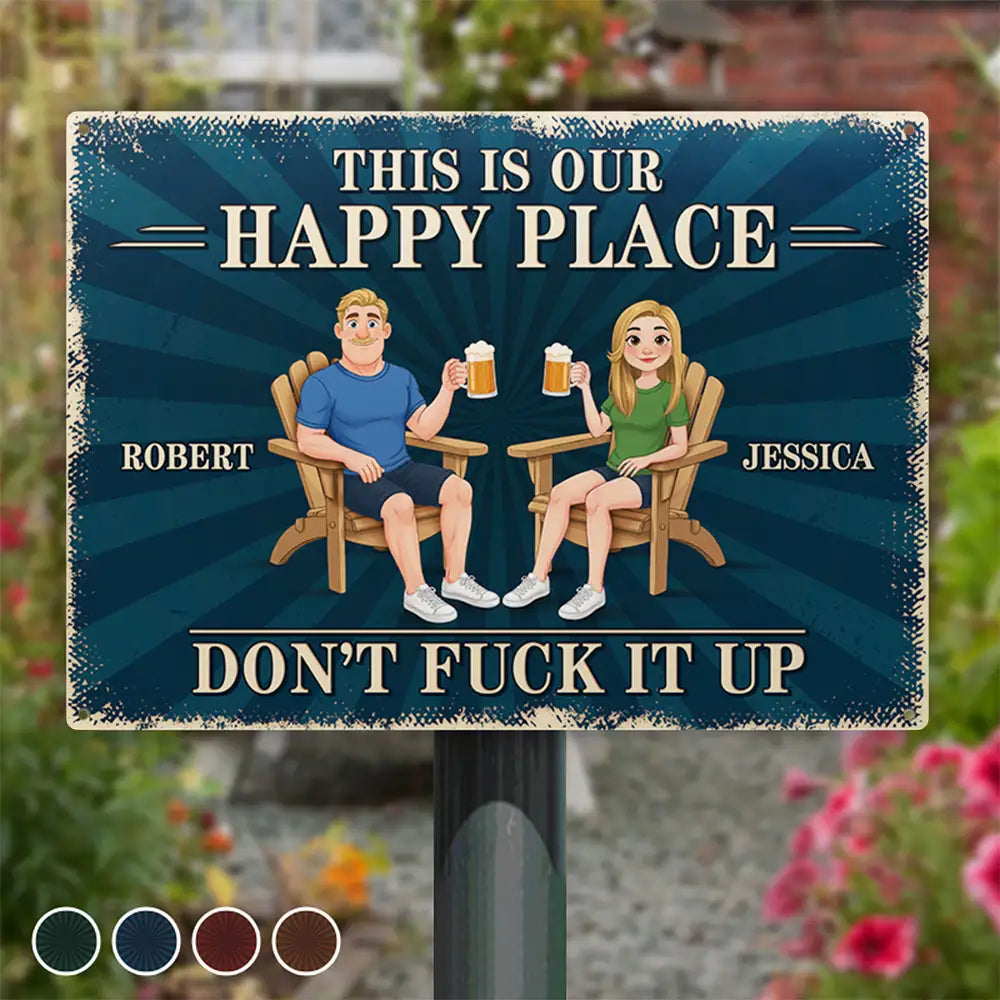 Animate Couple This Is Our Happy Place - Personalized Classic Metal Signs