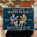 Humorous,Gift For Couples,Vector - Animate Couple This Is Our Happy Place - Personalized Classic Metal Signs
