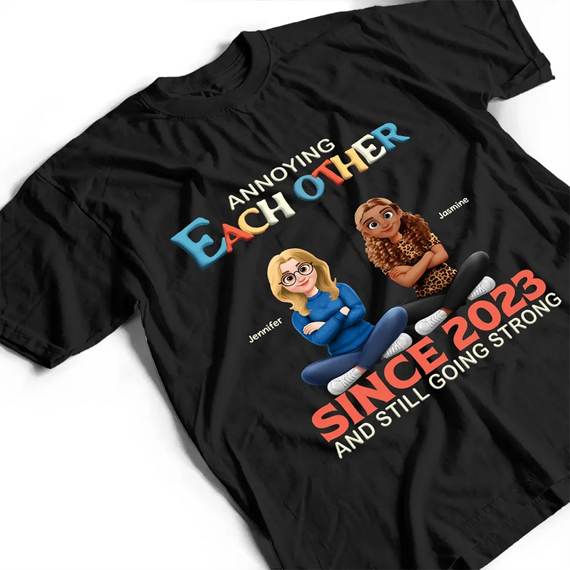 Top Market,Gift For Couples,Old Couples,Gift For Women,Gift For Men,LGBT,Funny - 3D Effect Couple Annoying Each Other And Still Going Strong - Personalized T Shirt