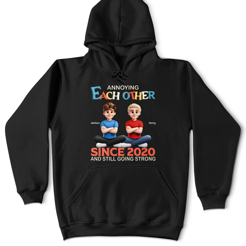 Top Market,Gift For Couples,Old Couples,Gift For Women,Gift For Men,LGBT,Funny - 3D Effect Couple Annoying Each Other And Still Going Strong - Personalized T Shirt