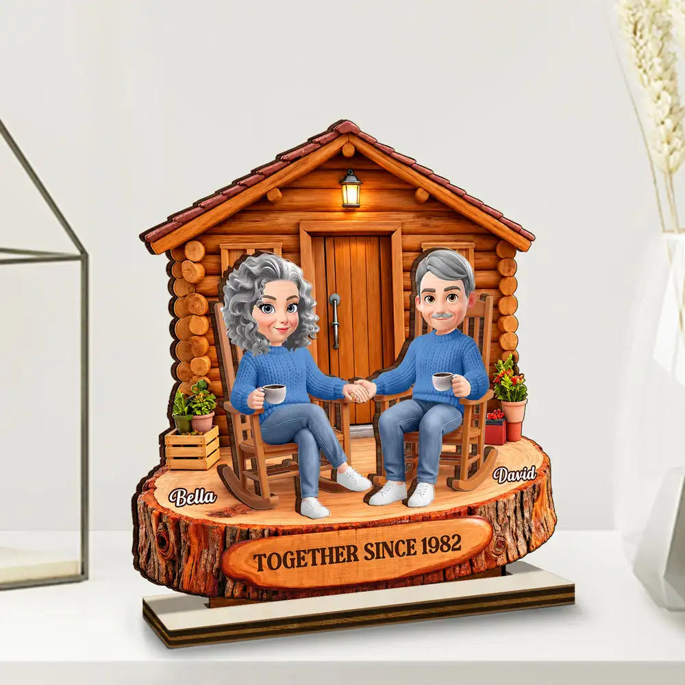 Anniversary,Gift For Couples,Old Couples,Romantic,Top Market,Vector-Anniversary Gift For Couples - Personalized Growing Old Together Wooden Plaque